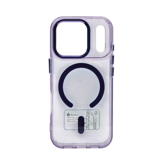 Capa Magnética Transparente em Acrílico Premium para Apple iPhone 17 Pro/iPhone 18 Pro Roxo